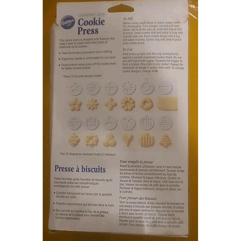 Wilton‎ Comfort Grip Cookie Press w/ 12 Discs & Box – Spritz Cookies Baking Tool